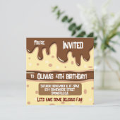 Cake Slice Cartoon Kindergeburtstag Party Einladung (Stehend Vorderseite)