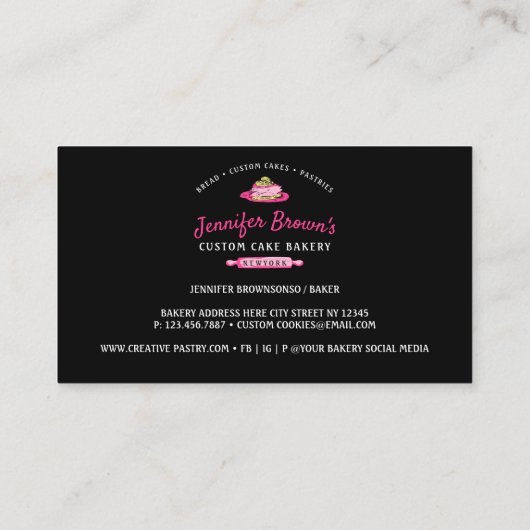 Cake Slice Geschmackvolle Konditorei Backwaren Käs Visitenkarte (Rückseite)