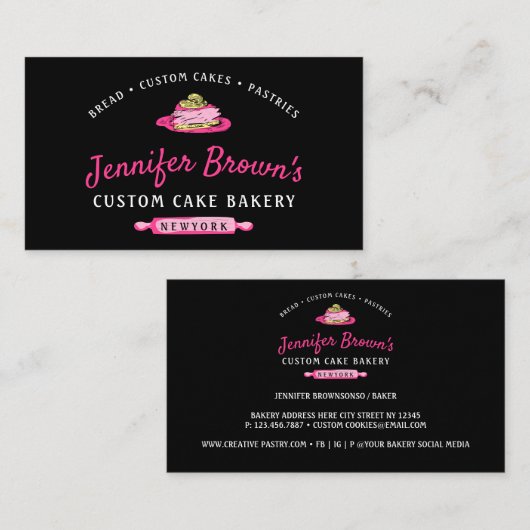 Cake Slice Geschmackvolle Konditorei Backwaren Käs Visitenkarte (Vorne/Hinten)