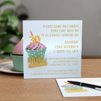 Cake Smash Party 30. Geburtstag Einladung
