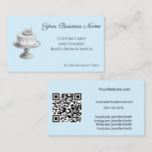 Cake Stand Eleganery Blue Custom QR Code Visitenkarte