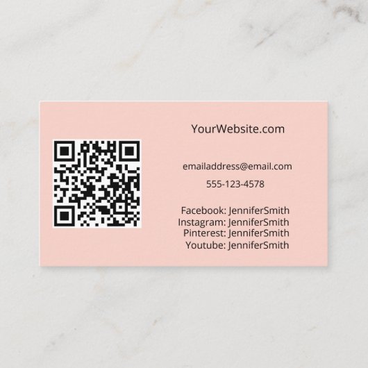 Cake Stand Eleganery Peach Custom QR Code Visitenkarte (Rückseite)