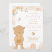 Cake Teddy Birthday Einladung (Vorne/Hinten)