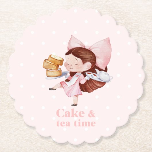 Cake & Tee Time skallopierter Untersetzer (Vorderseite)