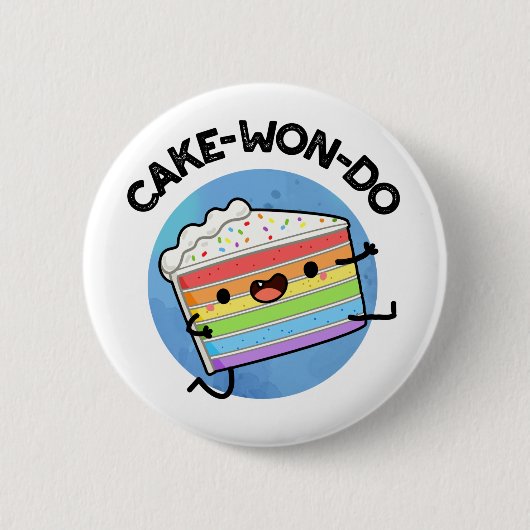 Cake-won-do Funny Taekwondo Cake Pun Button (Vorderseite)