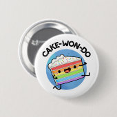 Cake-won-do Funny Taekwondo Cake Pun Button (Vorne & Hinten)