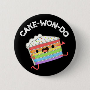 Cake-won-do Funny Taekwondo Cake Pun Dark BG Button