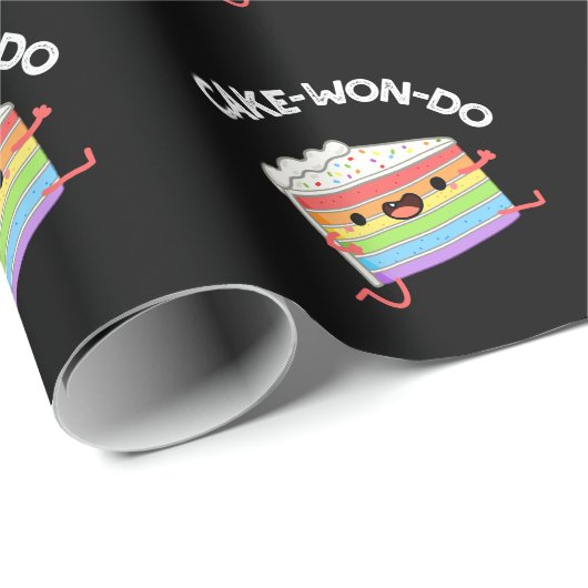 Cake-won-do Funny Taekwondo Cake Pun Dark BG Geschenkpapier (Rolleneckpunkt)