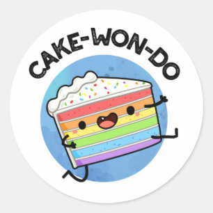 Cake-won-do Funny Taekwondo Cake Pun Runder Aufkleber