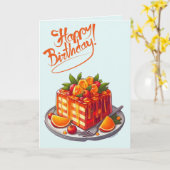 Cake wünscht Geburtstagskarte und Farbseite Karte (Gelbe Blume)