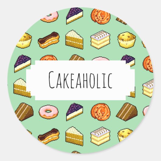 Cakeaholic Delicious Cakes Pattiserie Muster Runder Aufkleber (Vorderseite)