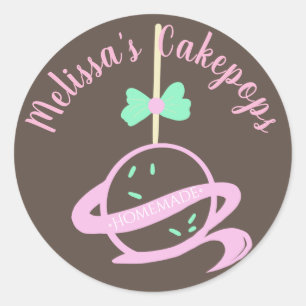 Cakepop-Logo-Banner-Schleife-Homogene-Bäckerei-Swi Runder Aufkleber