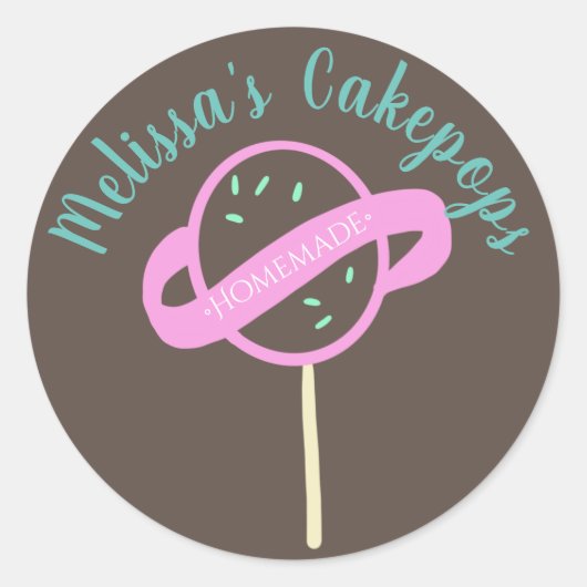 Cakepop Logo Banner Wirbel für selbstgebackene Bäc Runder Aufkleber (Vorderseite)