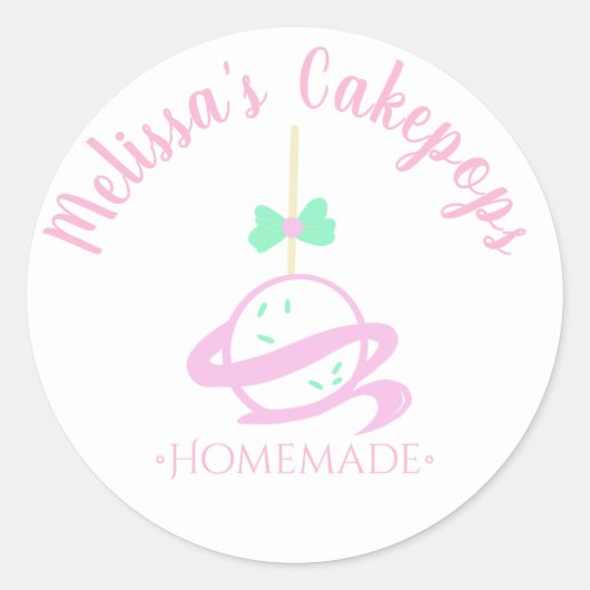 Cakepop Logo Sprinklen hausgemachte Bäckerei Wirbe Runder Aufkleber (Vorderseite)