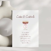 Cakes Cocktails Espresso Martini Pink Bow Party Einladung