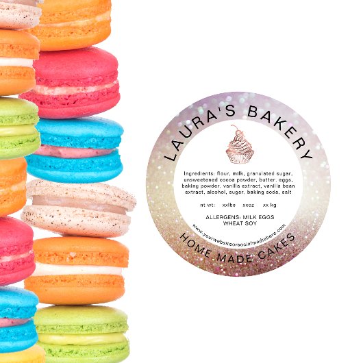 Cakes Cupcake Bakery Ingredients List Food Label Runder Aufkleber