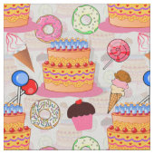 Cakes Cupcakes Lollipop Donuts Icecream Textil Stoff (Nahaufnahme)