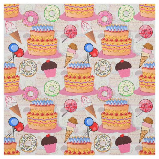 Cakes Cupcakes Lollipop Donuts Icecream Textil Stoff (Muster)