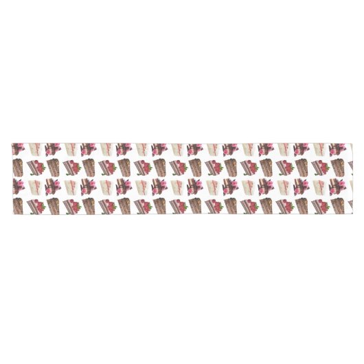 Cakes Lovers Desserts Pattern Quirky Kurzer Tischläufer (Horizontal)
