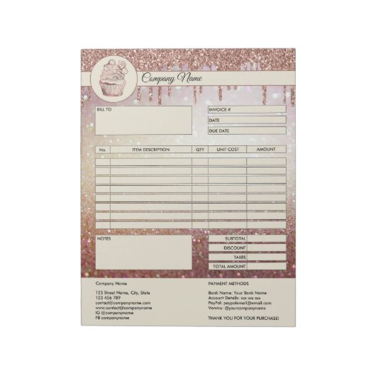 Cakes Rechnungsformular Geschäftsquotation Notepad Notizblock (Rotiert)