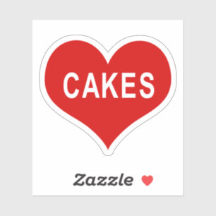 CAKES Red Love Heart Vinyl Aufkleber