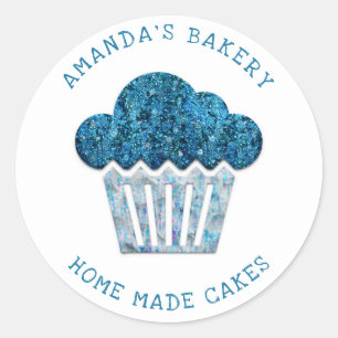 Cakes Süßigkeiten Cupcake Zuhause Bäckerei 3D Blue Runder Aufkleber