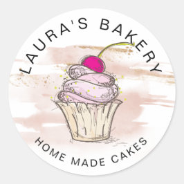 Cakes & Süßigkeiten Cupcake Zuhause Bäckerei Rose  Runder Aufkleber