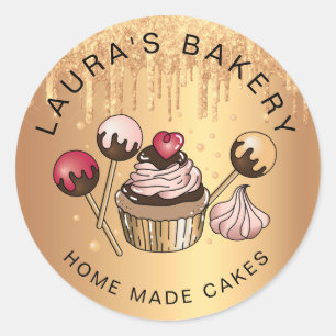Cakes & Süßigkeiten Cupcake Zuhause Bäckerei Rose Runder Aufkleber