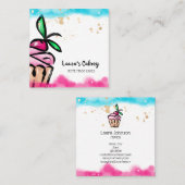 Cakes & Süßigkeiten Cupcake Zuhause Bakery niedlic Quadratische Visitenkarte (Vorne/Hinten)