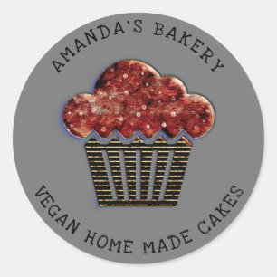 Cakes Sweet Cupcake Zuhause Vegan Bäckerei Muffin Runder Aufkleber