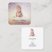 Cakes & Sweets Cupcake Home Bakery Rustic Vintage Quadratische Visitenkarte (Vorne/Hinten)