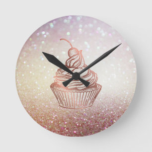 Cakes & Sweets Cupcake Home Bakery Rustic Vintage Runde Wanduhr