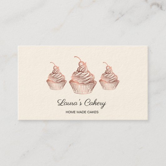 Cakes & Sweets Cupcake Home Bakery Rustic Vintage Visitenkarte (Vorderseite)