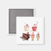 Cakes Wasserfarbenes Bäckerei Süßigkeiten Cupcakes Magnet (Vorderseite/Rückseite)