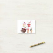 Cakes Wasserfarbenes Bäckerei Süßigkeiten Cupcakes Post-it Klebezettel (Auf Schreibtisch)