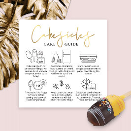 Cakesicles White & Gold Modern Bakery Care Guide Quadratische Visitenkarte