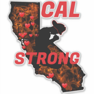 CAL FIRE STRONG Red Blk CA Solid Heart Aufkleber