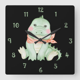 Cal The Crocodile Wall Clock Quadratische Wanduhr