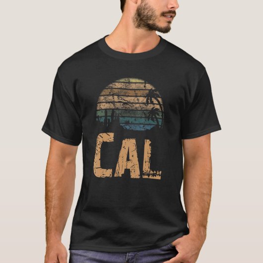 Cal Vintage Sunset Distressed T-Shirt (Vorderseite)