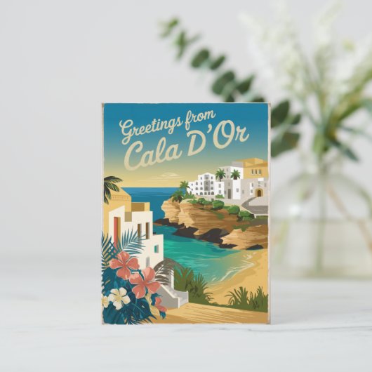 Cala d'Or Spanien Vintag Postkarte (Stehend Vorderseite)