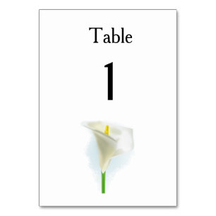 Cala Lily Moderne einfache Hochzeitsvorstellungen Tischnummer