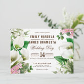 Cala Lily Tropical Watercolor Budget Hochzeit Einladung (Stehend Vorderseite)
