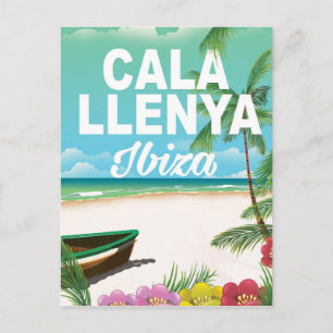 Cala Llenya Ibiza Strand Reiseplakat Postkarte
