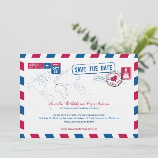 Cala Llombards Mallorca Air Mail Save the Date (Stehend Vorderseite)