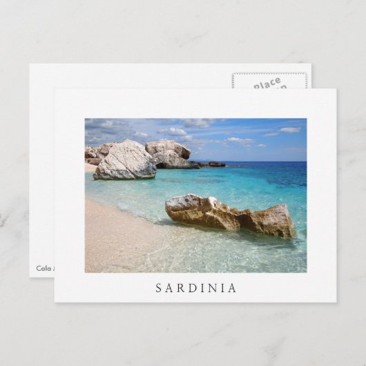 Cala Mariolu Strand, Sardinien weiße Grenze Postka Postkarte (Vorne/Hinten)