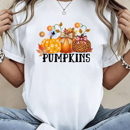 Calabaza de leopardo con estampado floral bohemio T-Shirt