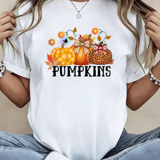 Calabaza de leopardo con estampado floral bohemio  T-Shirt