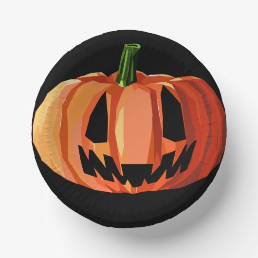 Calabaza Jack-o’-Lantern Low Poly | Halloween Pappteller (Vorderseite)