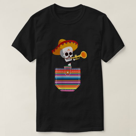 Calaca Blanket Pocket Serape Mexican Fiesta Cinco T-Shirt (Design vorne)