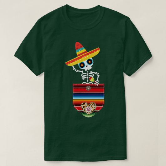 Calaca Blanket Pocket Serape Mexican Gift Cinco De T-Shirt (Design vorne)